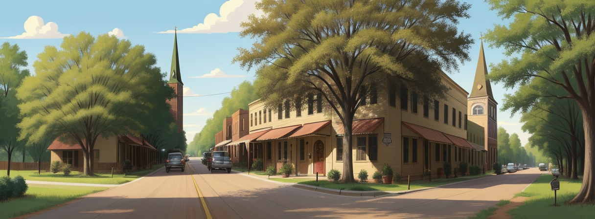 Illustrated Main Street of Varnville, South Carolina